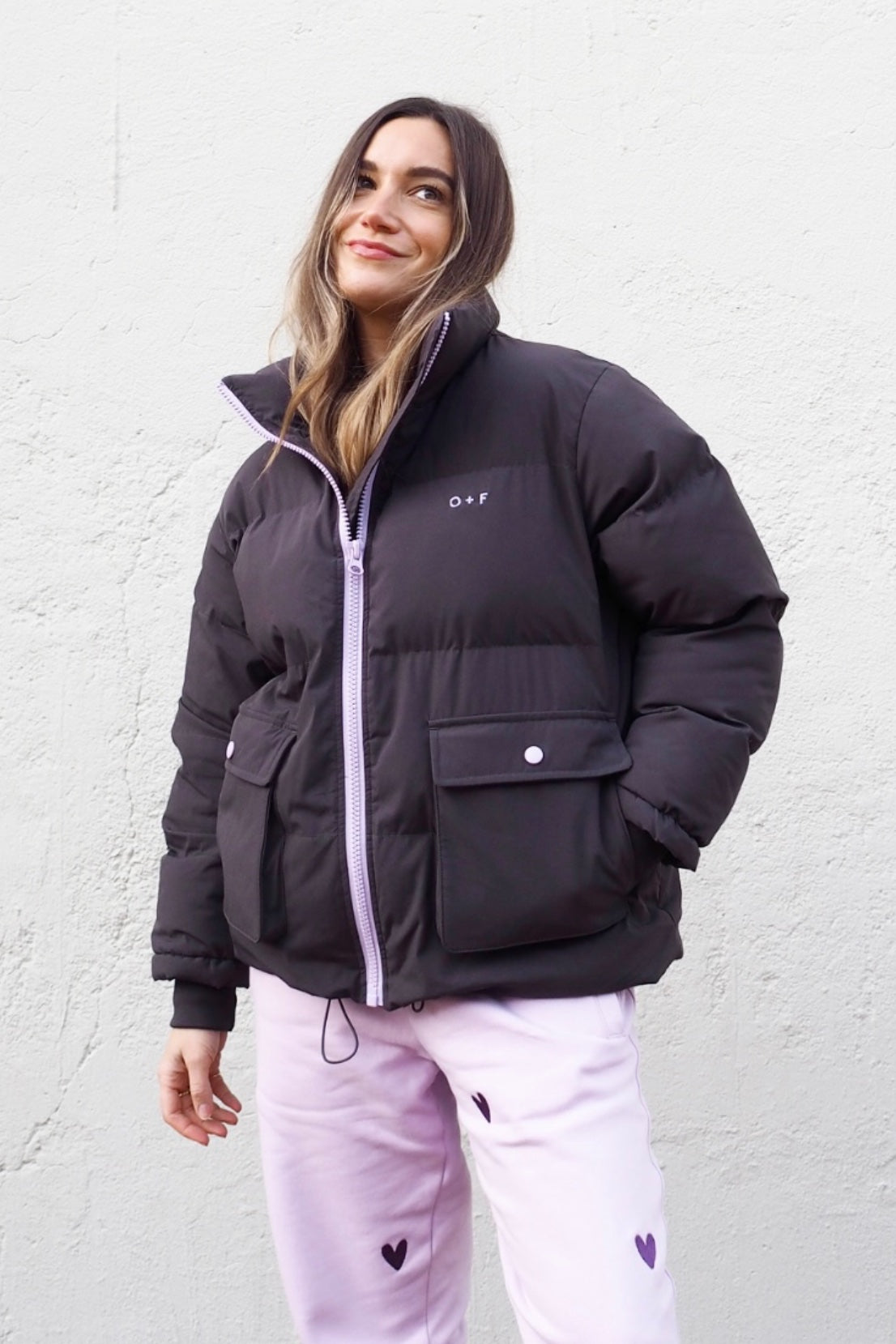 O&F Charcoal Grey Puffer Jacket