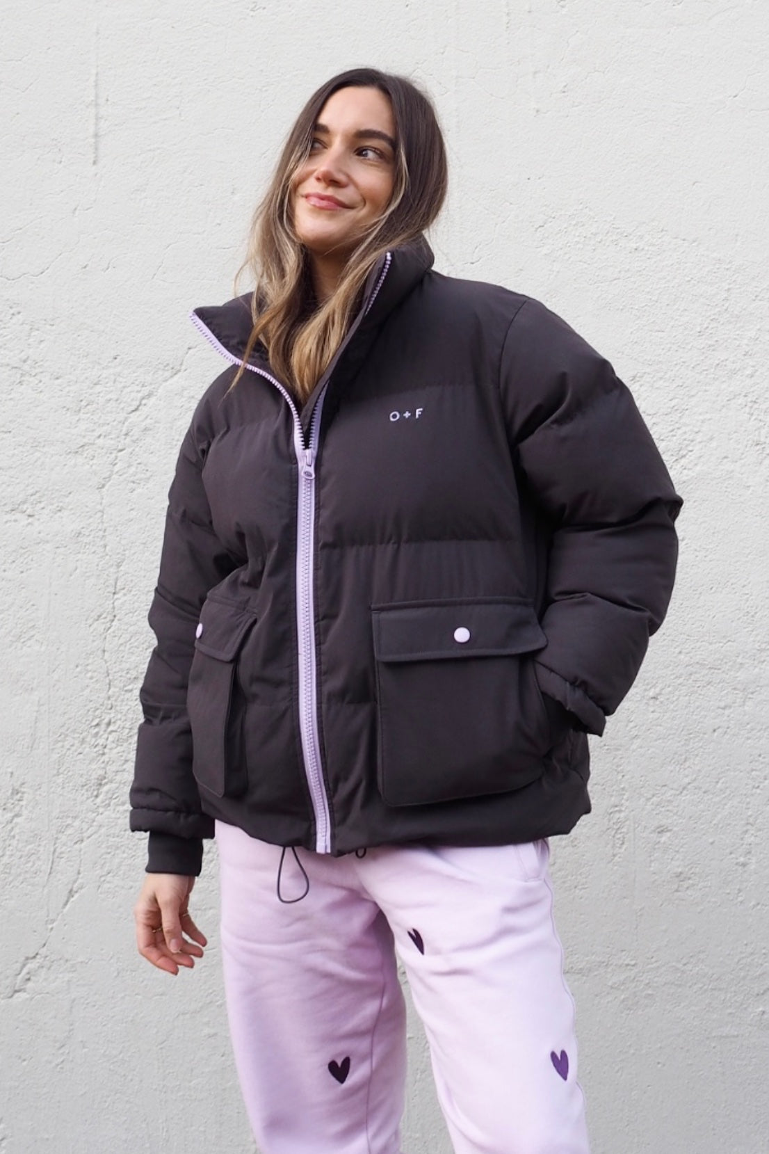O&F Charcoal Grey Puffer Jacket