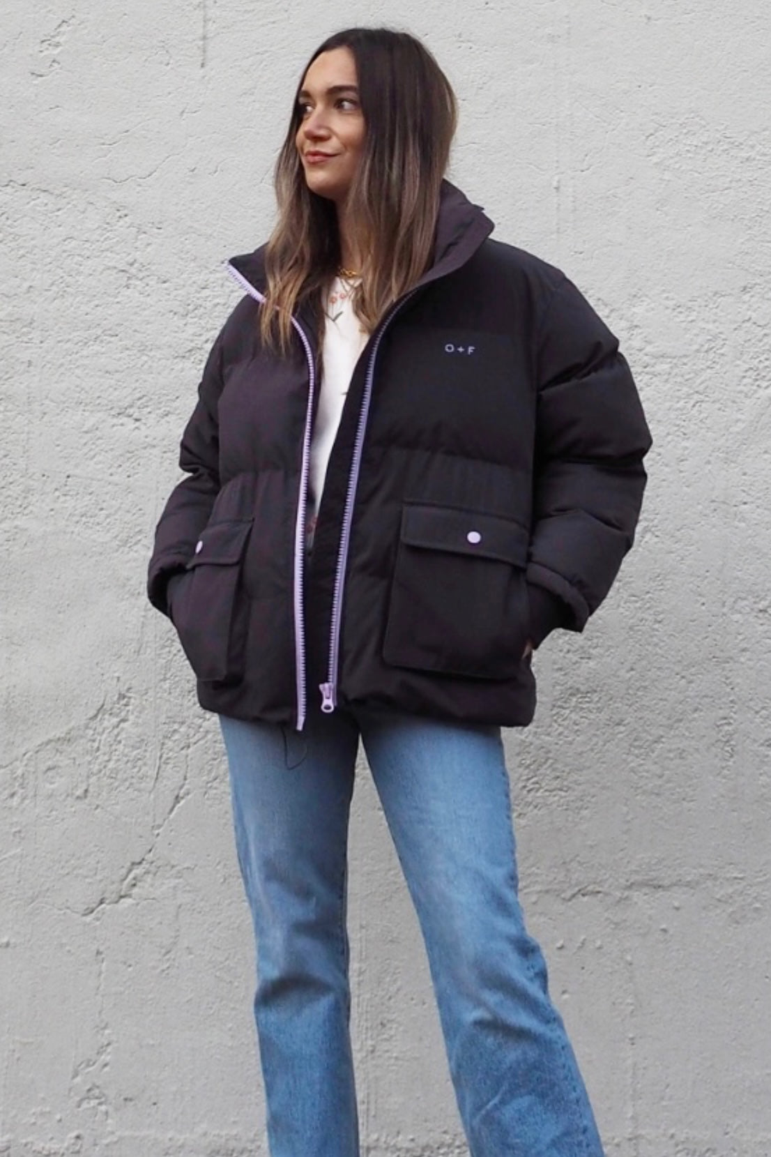 O F Charcoal Grey Puffer Jacket Olive and Frank
