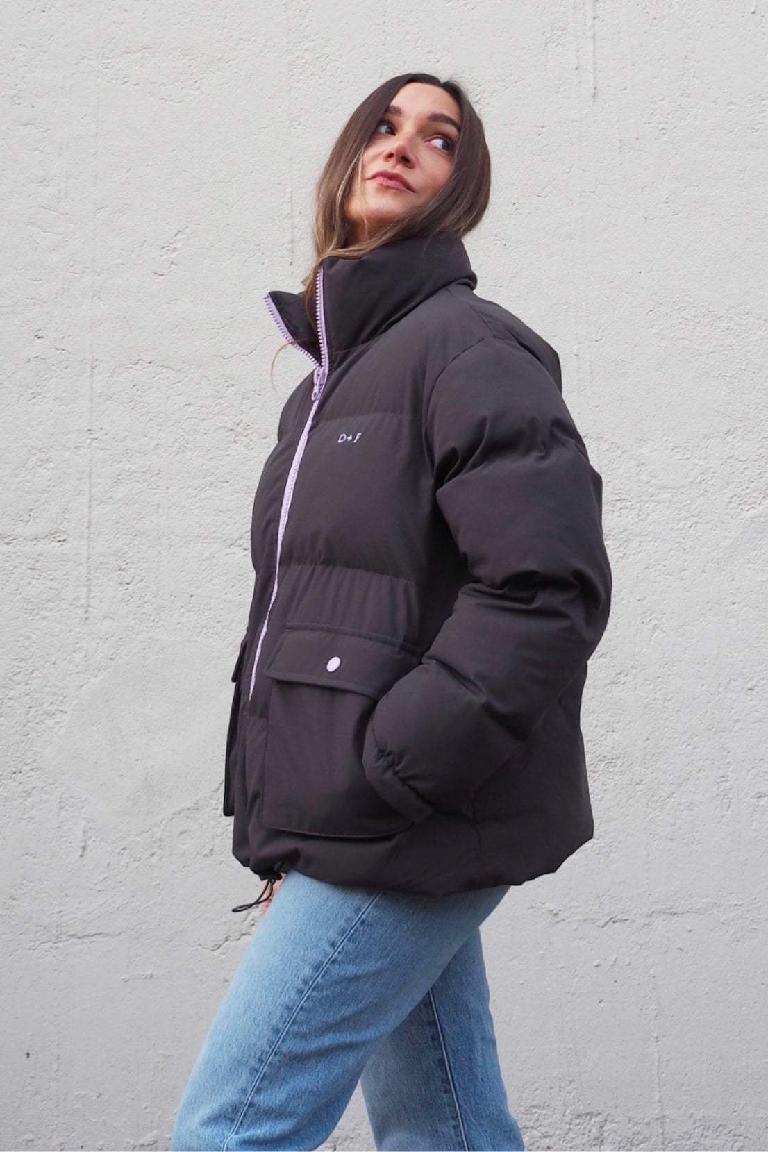 O&F Charcoal Grey Puffer Jacket