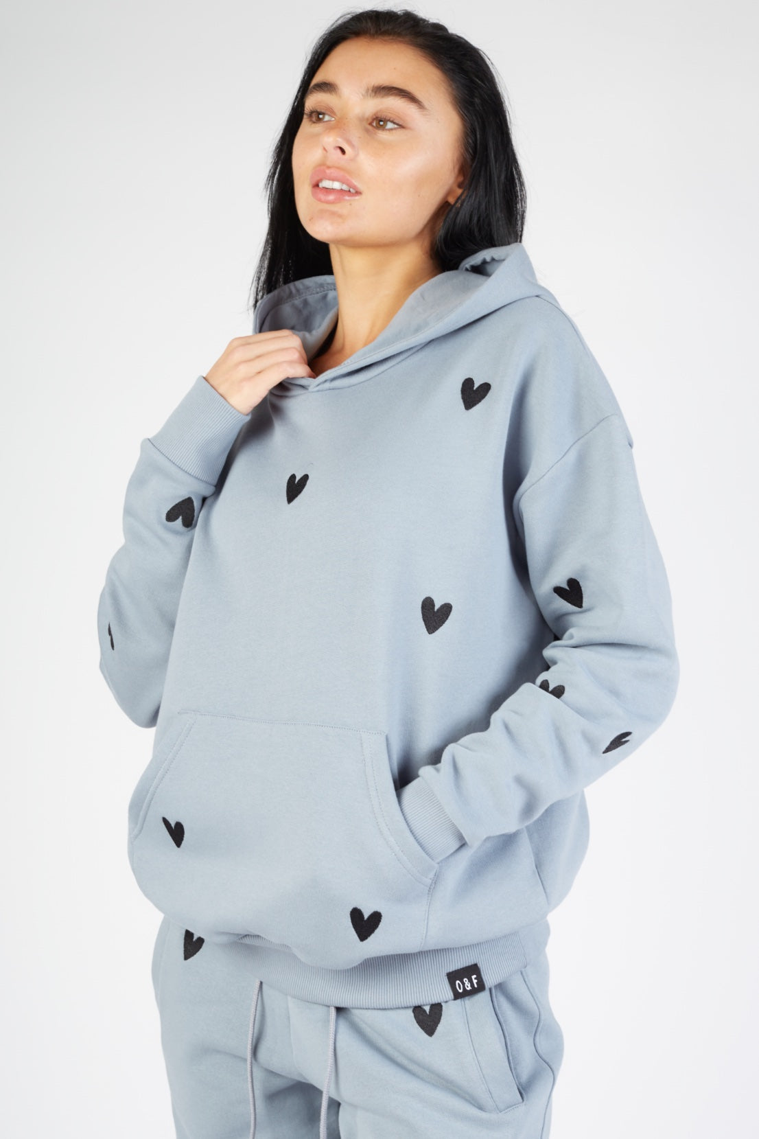 O&F Heart Embroidered Hoodie