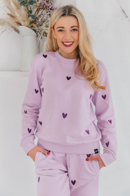 O&F Heart Embroidered Sweatshirt - Lilac