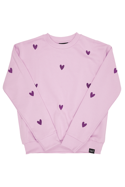 O&F Heart Embroidered Sweatshirt - Lilac