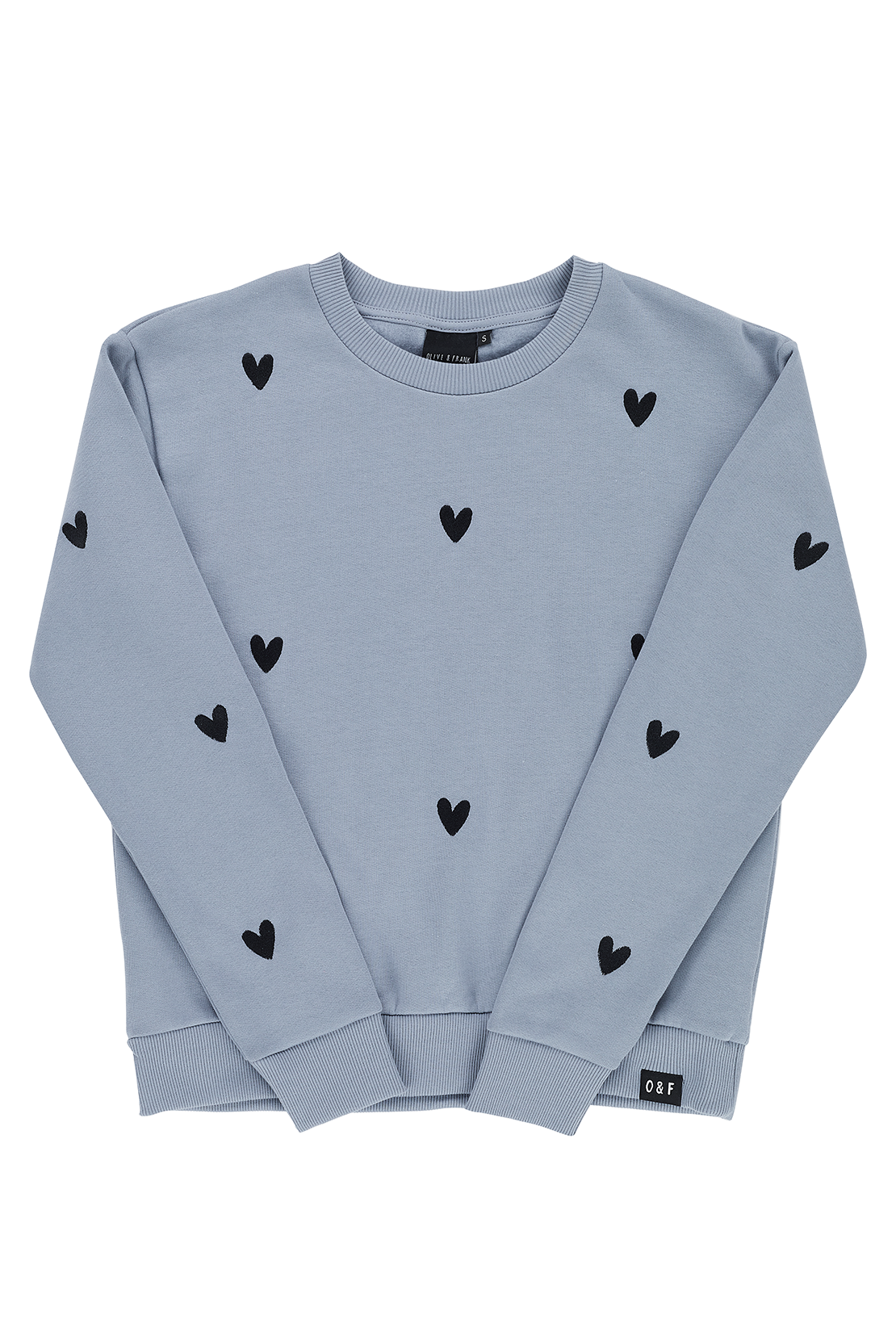 O&F Heart Embroidered Sweatshirt - Blue/Grey